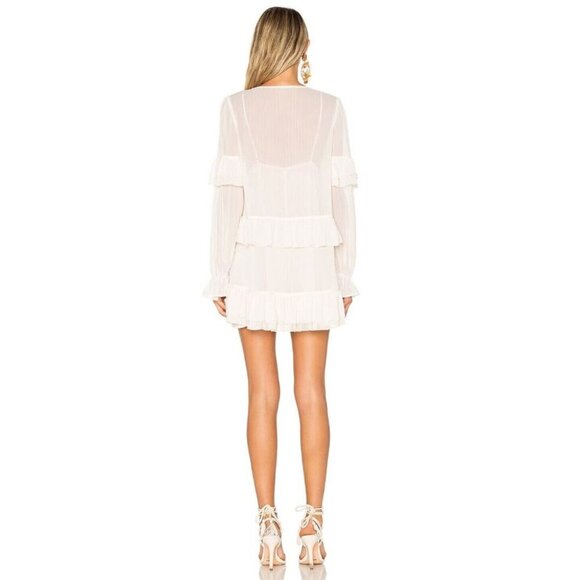 TULAROSA Darla Cloud White Chiffon Long Sleeve Ruffle Mini Shift Dress, Size L - Picture 3 of 10